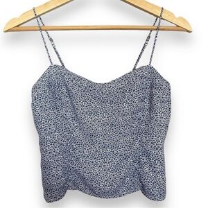 Abercrombie & Fitch Cropped Tank Top Floral Blue White‎
